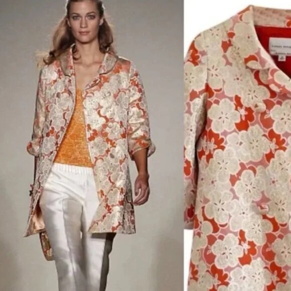 NWOT Banana Republic Brocade Gold Floral Coat Size Small - Picture 9 of 10